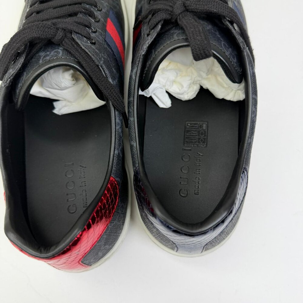 Mens Gucci Ace GG Supreme Sneakers Black/Grey U.S. Size 10 - Picture 3 of 12